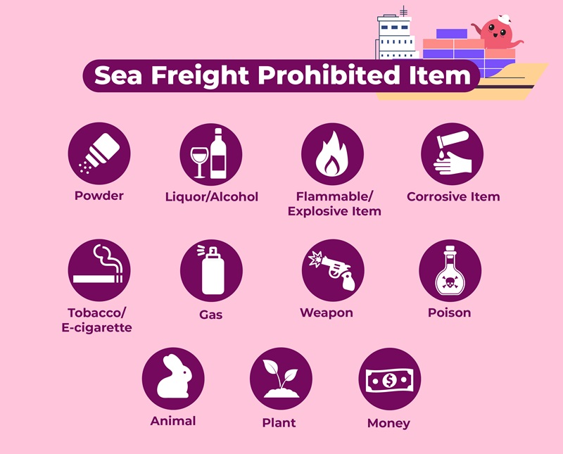 Taobao2SG Sea Freight Prohibited items